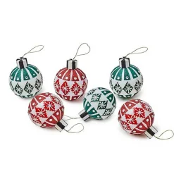 Cozy Christmas Snowflake Glass Ball Ornaments, Set of 6
