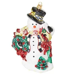 Cozy Christmas Snowman Glass Ornament