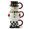 Cozy Christmas Snowman Stacking Mugs, Set of 3