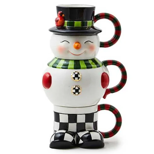 Cozy Christmas Snowman Stacking Mugs, Set of 3