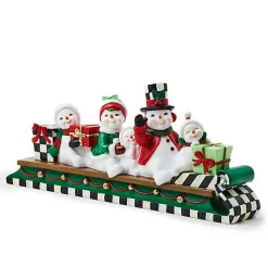 Cozy Christmas Snowmen Family Sledding Figurine