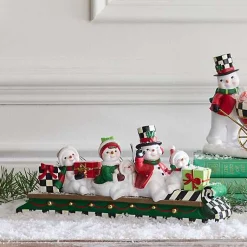 Cozy Christmas Snowmen Family Sledding Figurine