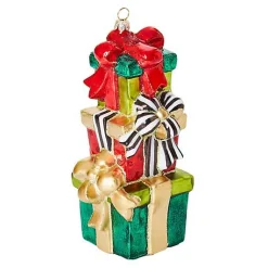 Cozy Christmas Stacked Gifts Glass Ornament