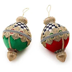 Cozy Christmas Velvet Bauble Ornaments, Set of 2
