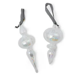 Crystal Palace Glass Icicle Ornaments, Set of 2
