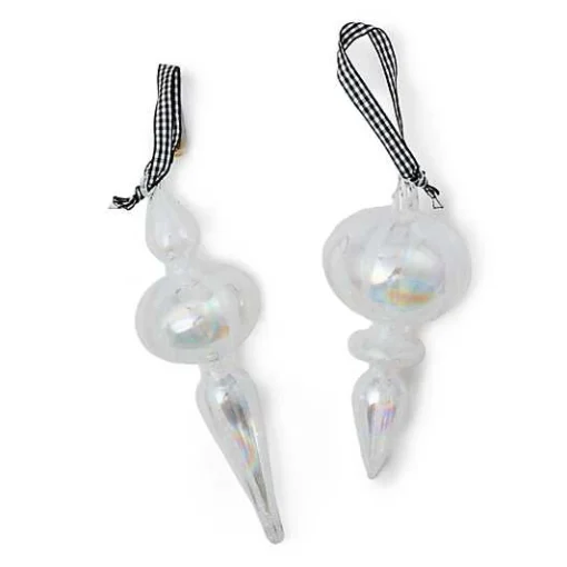 Crystal Palace Glass Icicle Ornaments, Set of 2