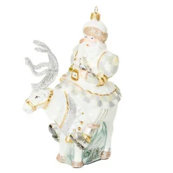 Crystal Palace Santa on Reindeer Glass Ornament