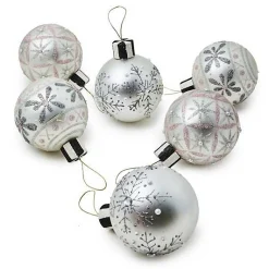Crystal Palace Snowflake Glass Ball Ornaments, Set of 6
