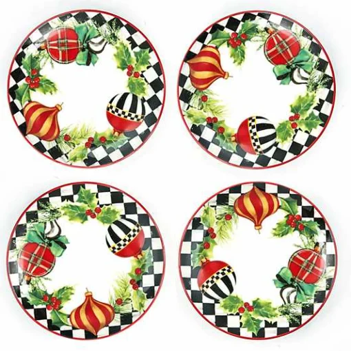 Deck the Halls Appetizer Plates, Set of 4