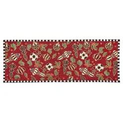 Deck the Halls Red Beaded Table Runner