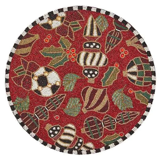Deck the Halls Red Beaded Placemat