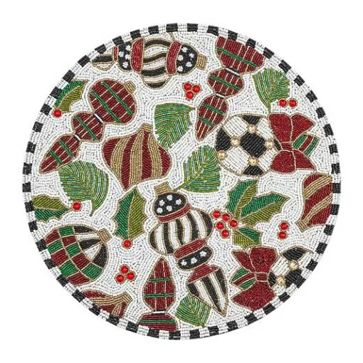 Deck the Halls White Beaded Placemat