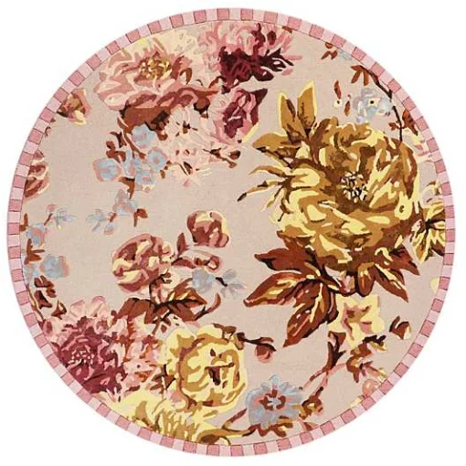 Dusty Rose Floral 6' Round Rug