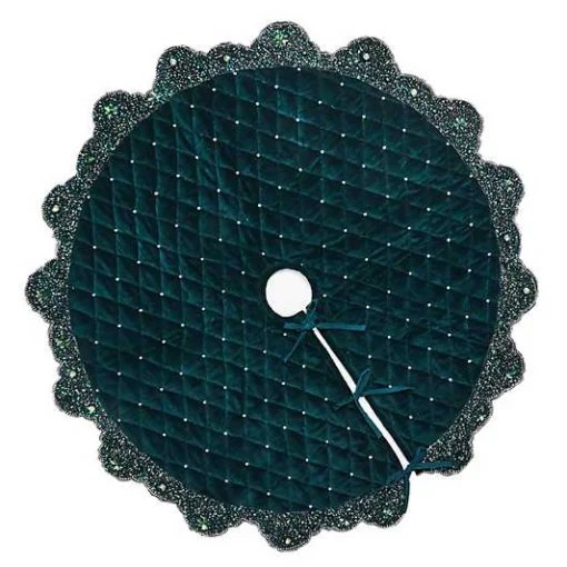 Emerald Beaded Holiday Tree Skirt