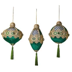 Emerald Luxe Bauble Ornaments, Set of 3