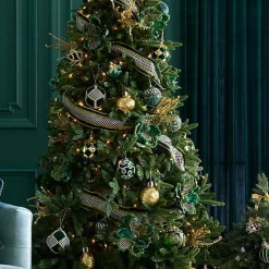 Emerald Luxe Beaded Ball Ornaments, Set of 3