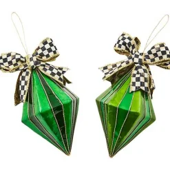 Emerald Luxe Capiz Drop Ornaments, Set of 2