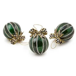 Emerald Luxe Capiz Pearl Ball Ornaments, Set of 3