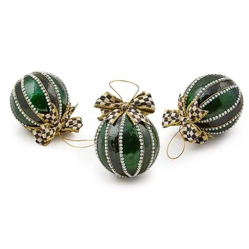 Emerald Luxe Capiz Pearl Ball Ornaments, Set of 3