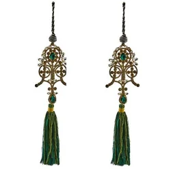 Emerald Luxe Emblem Tassels, Set of 2