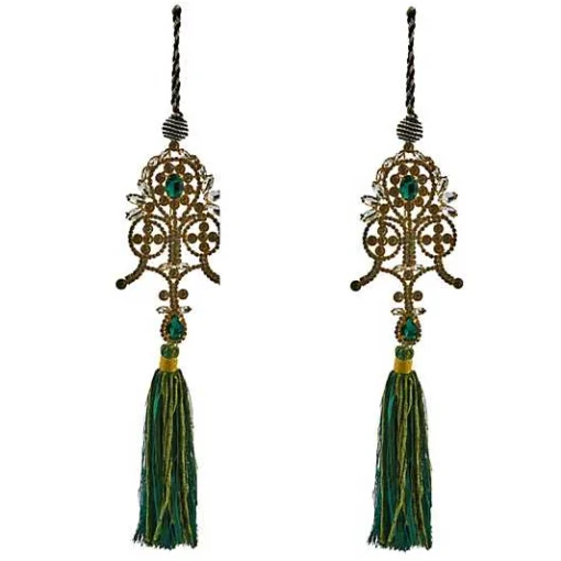 Emerald Luxe Emblem Tassels, Set of 2