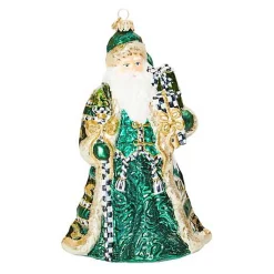 Emerald Luxe Gifting Santa Glass Ornament