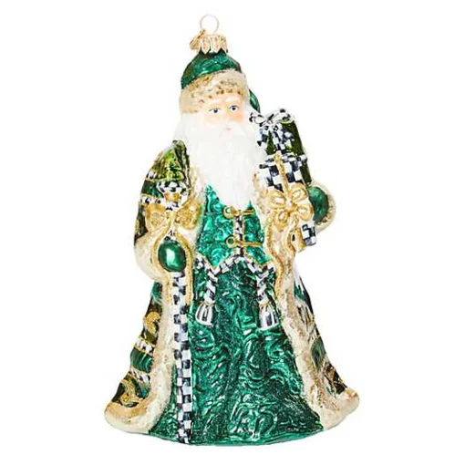 Emerald Luxe Gifting Santa Glass Ornament