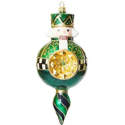Emerald Luxe Nutcracker Reflector Glass Ornament