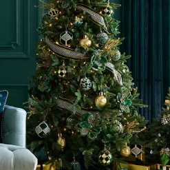Emerald Luxe Patchwork Ball Ornaments, Set of 4