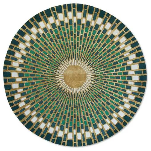 Emerald Sunburst 6' Round Rug