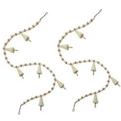Farmhouse Holiday Beaded Tree Garland, Set of 2