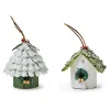 Farmhouse Holiday Birdhouse Ornaments, Set of 2