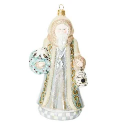 Farmhouse Holiday Dove Santa Glass Ornament