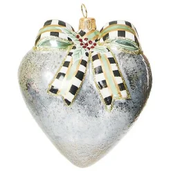 Farmhouse Holiday Heart Glass Ornament