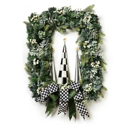 Farmhouse Holiday Illuminated Rectangle Wreath
