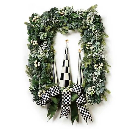 Farmhouse Holiday Illuminated Rectangle Wreath