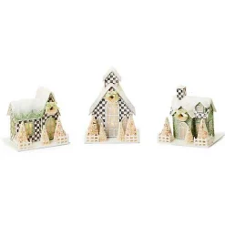 Farmhouse Holiday Illuminated Mini Paper Houses, Set of 3