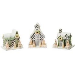 Farmhouse Holiday Illuminated Mini Paper Houses, Set of 3