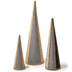 Farmhouse Holiday Rattan Cone Trees, Set of 3