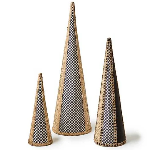 Farmhouse Holiday Rattan Cone Trees, Set of 3