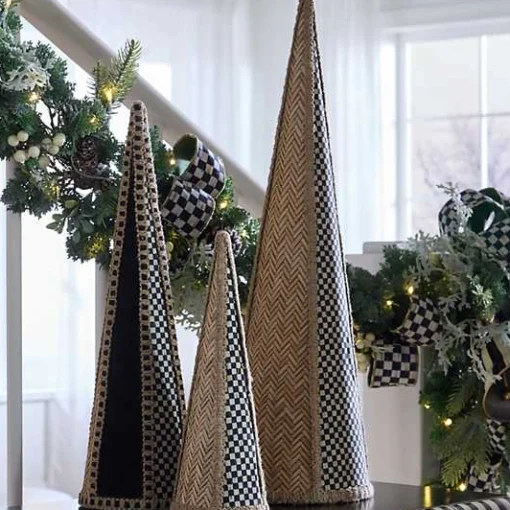Farmhouse Holiday Rattan Cone Trees, Set of 3