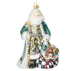 Farmhouse Holiday Santa Glass Ornament