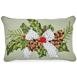 Farmhouse Holly Holiday Lumbar Pillow
