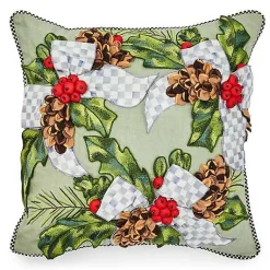 Farmhouse Holly Holiday Throw Pillow