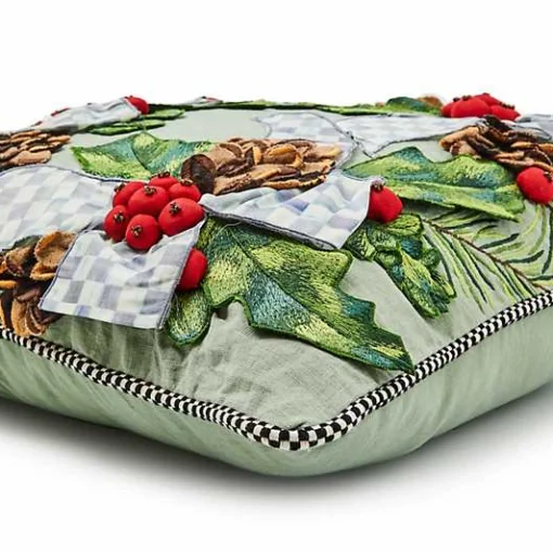 Farmhouse Holly Holiday Throw Pillow