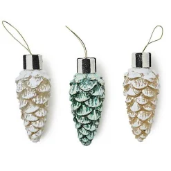 Farmhouse Pinecone Glass Ornaments, Set of 3