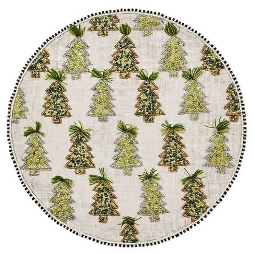 Farmhouse Trees Round Beaded Placemat