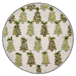Farmhouse Trees Round Beaded Placemat