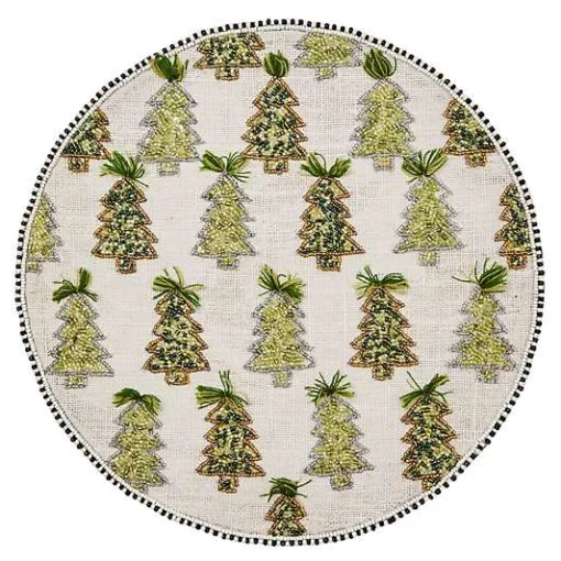 Farmhouse Trees Round Beaded Placemat