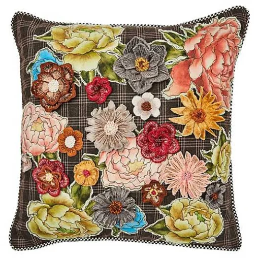 Field Study Embroidered Floral Throw Pillow